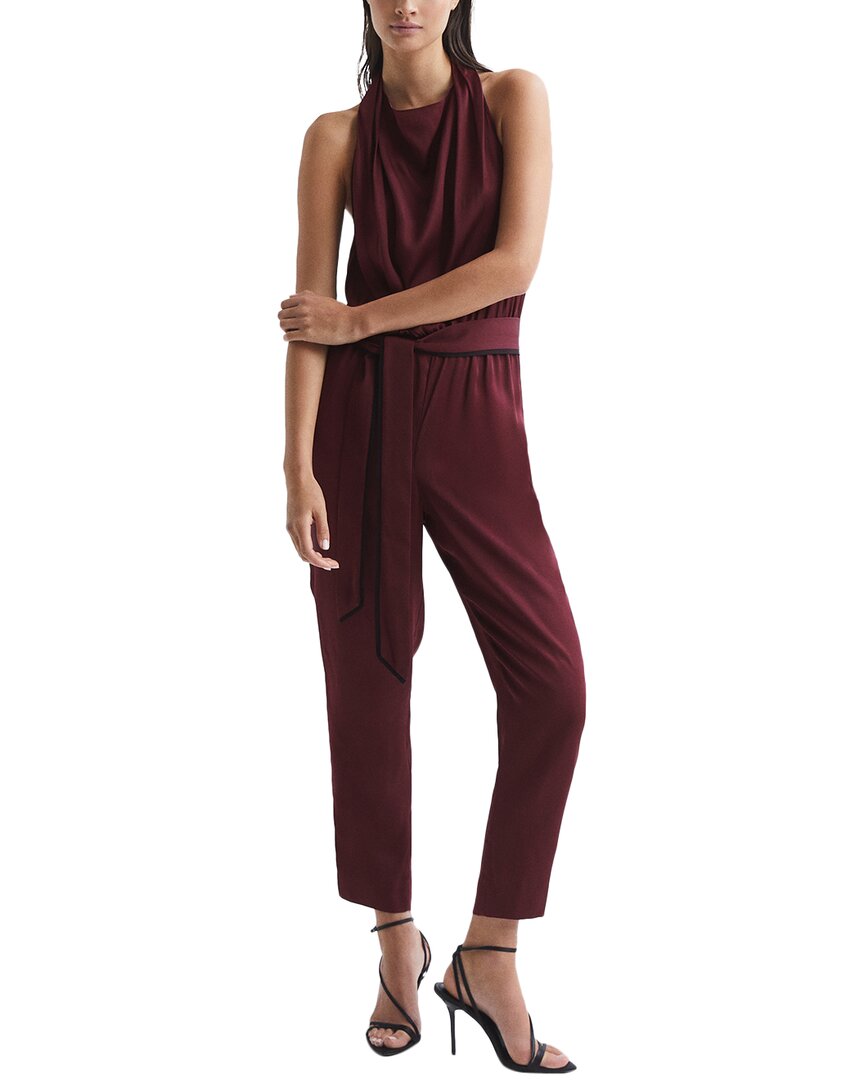 

Комбинезон из льняной смеси Reiss Frida с бантом на спине, цвет burgundy