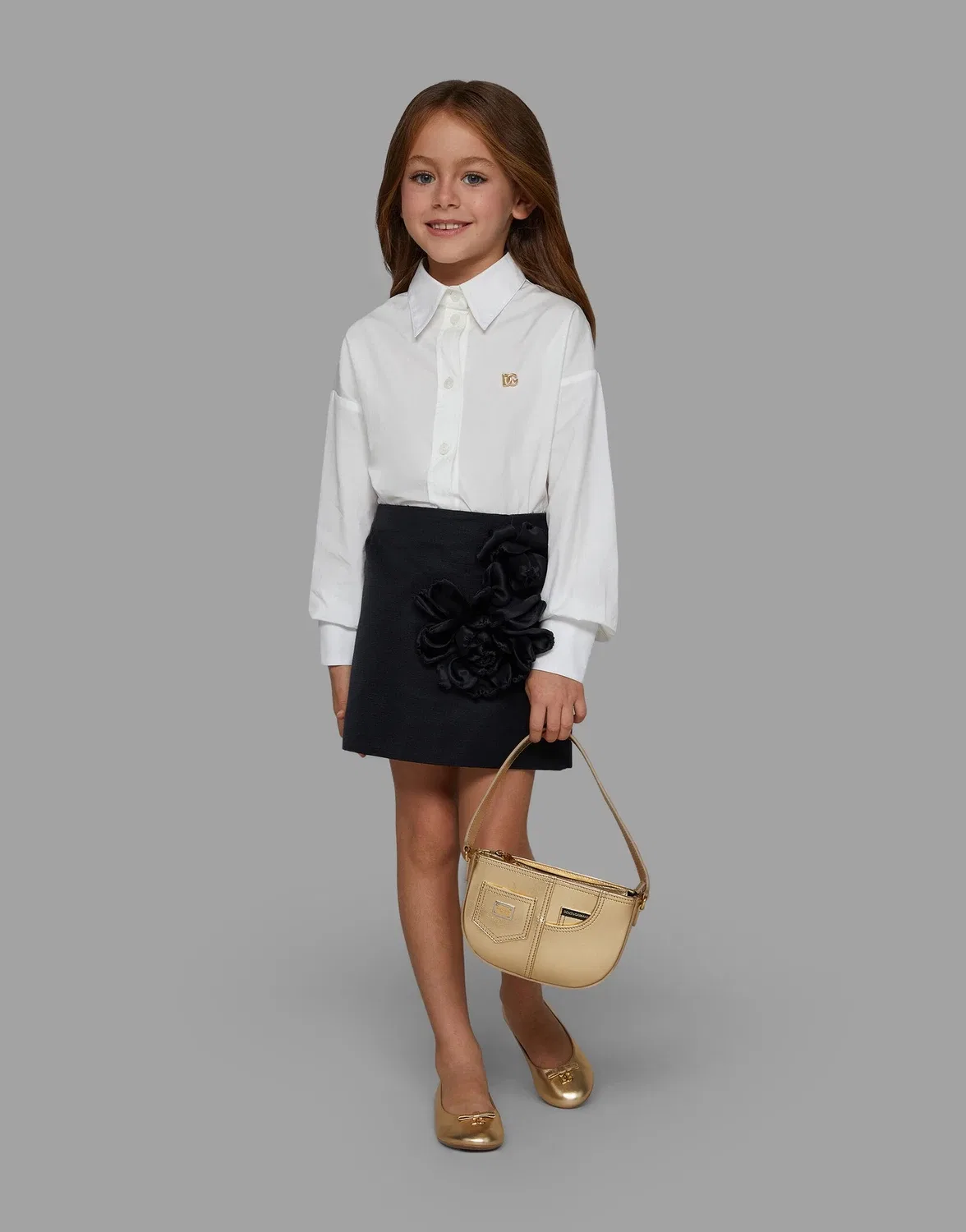 Сорочка из поплина с длинными рукавами и логотипом DG Dolce & Gabbana, белый — фото 2