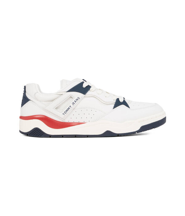 

Кроссовки мужские Tommy Jeans Tjm ultra кожаные с перфорацией, бело-синий, Белый, Кроссовки мужские Tommy Jeans Tjm ultra кожаные с перфорацией, бело-синий