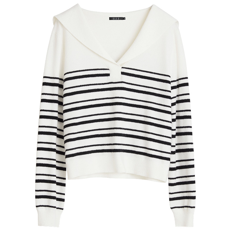 

ELLE Свитер женский в полоску Navy с воротником