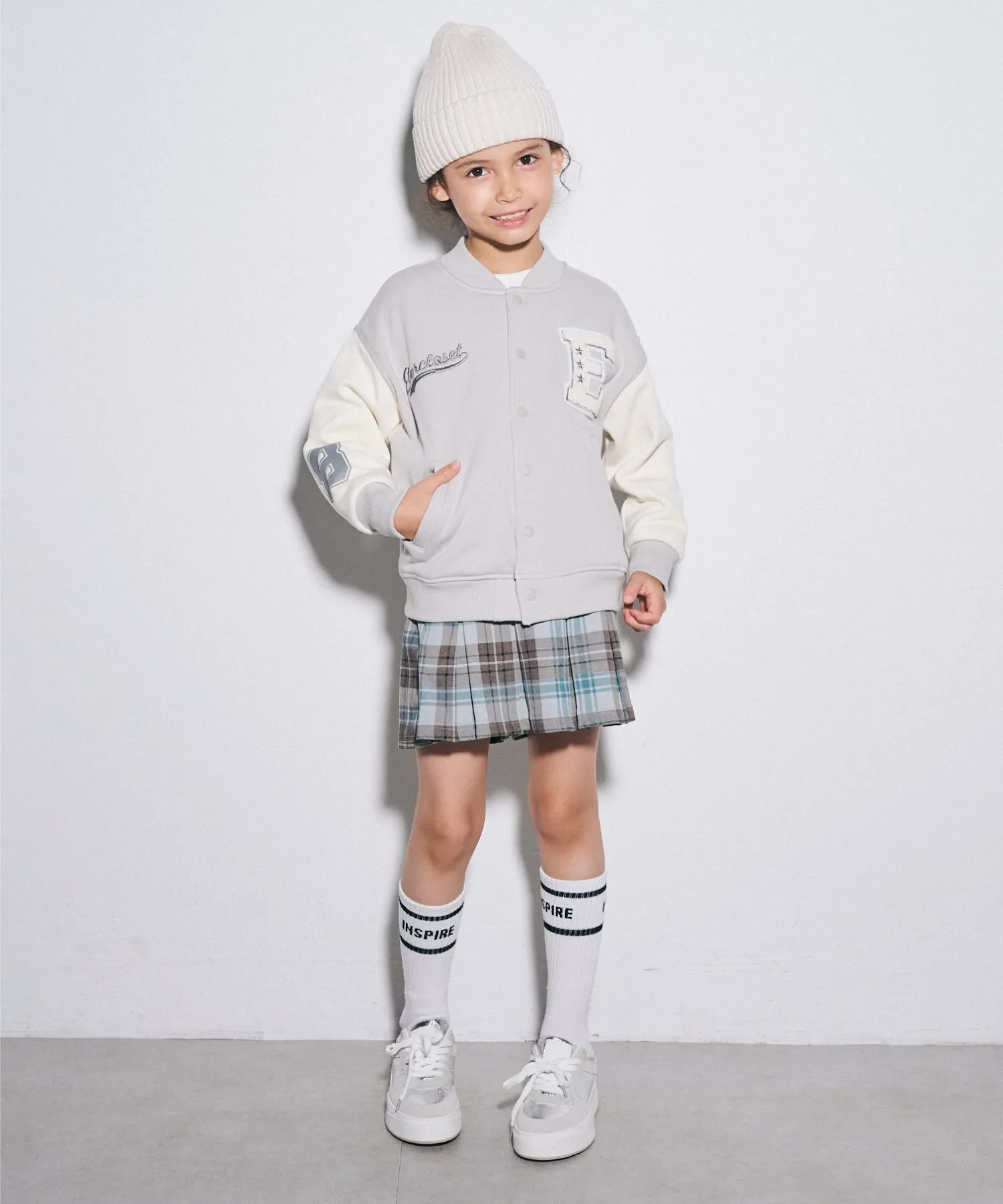 Куртка для стадиона в университетском стиле с флисовой подкладкой Ever Closet, Light gray — фото 2