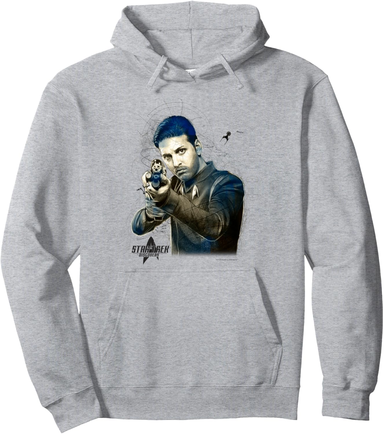 

Худи с эскизом и схемой персонажа Эша из сериала «Звездный путь: Дискавери» Star Trek, серый