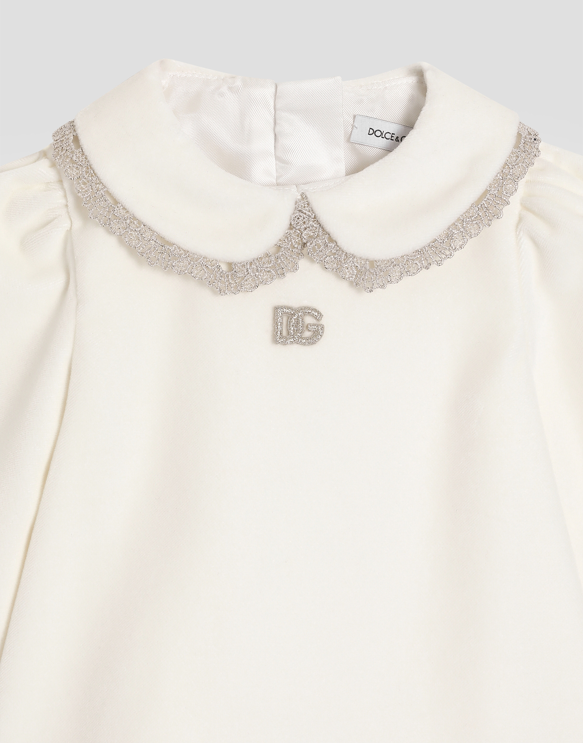 Платье из гладкого бархата с кюлотами DOLCE & GABBANA, белый — фото 4