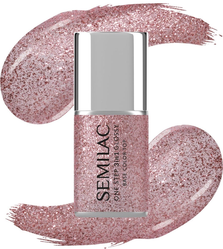 

SEMILAC One Step Glossy 3in1 Hybrid Nail Polish S250 Glitter Pink 7 мл