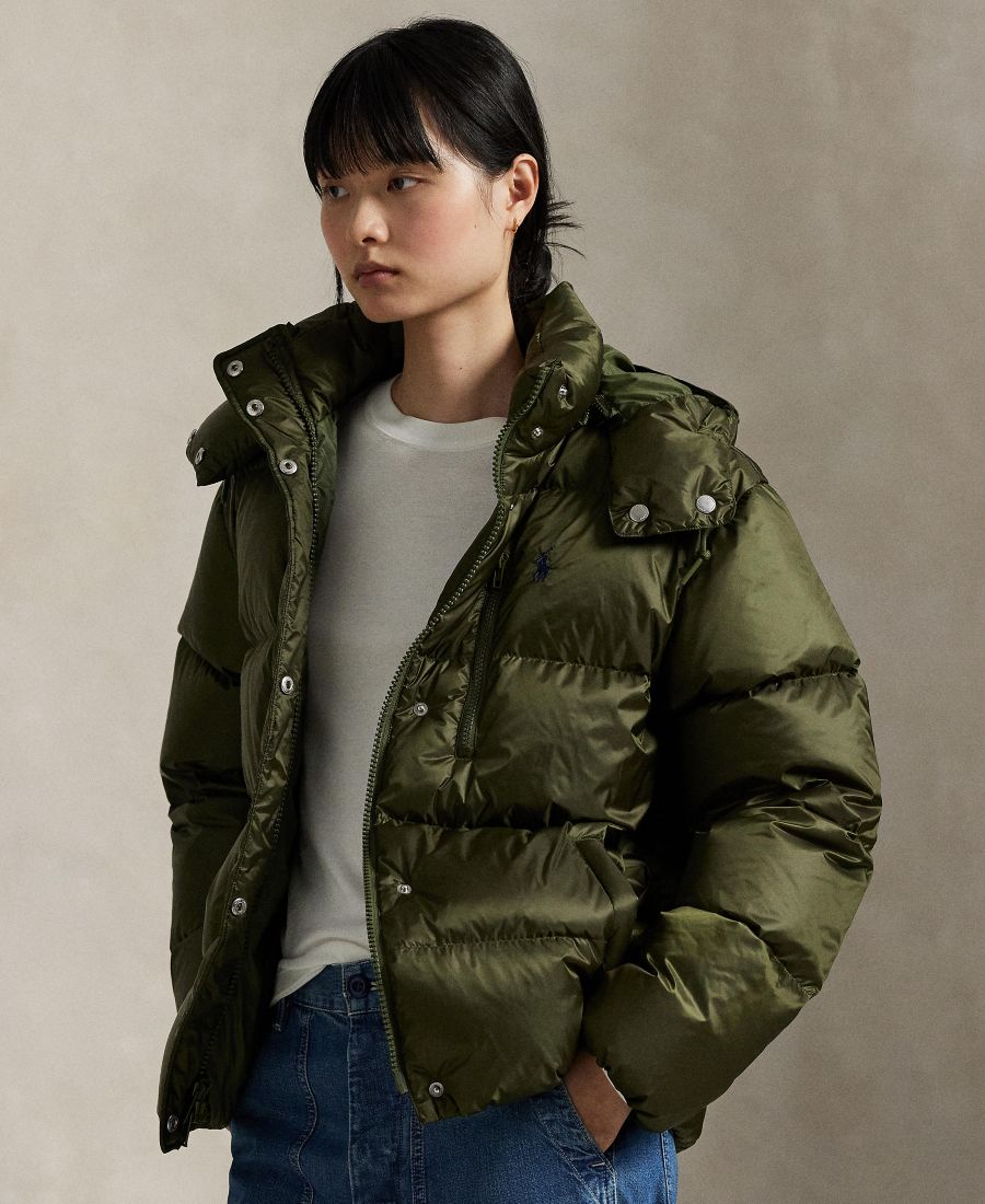 

Женская водоотталкивающая стеганая куртка с длинными рукавами Polo Ralph Lauren, New Olive