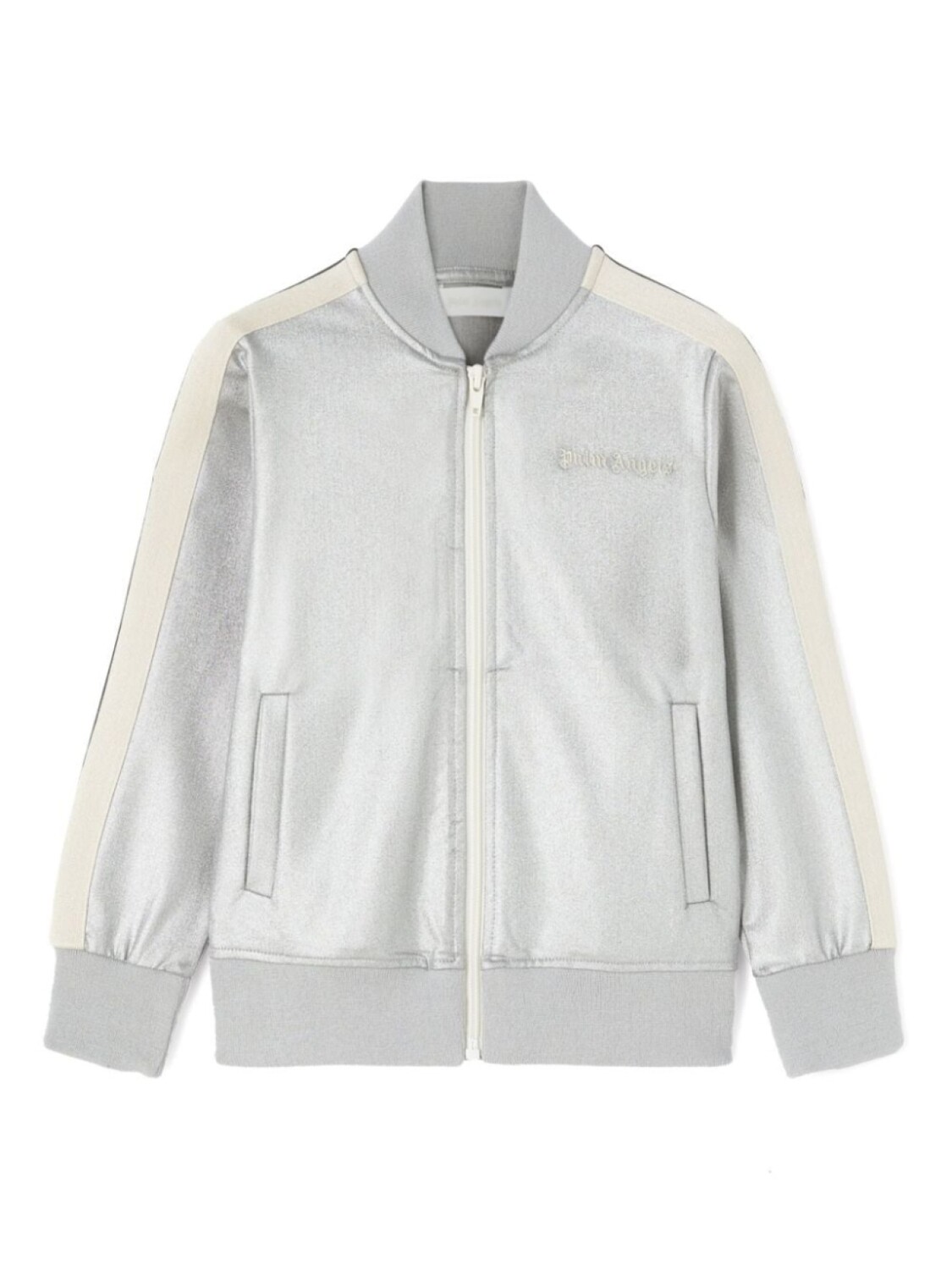 

Palm Angels Kids спортивная куртка с эффектом металлик и вышитым логотипом, серебристый