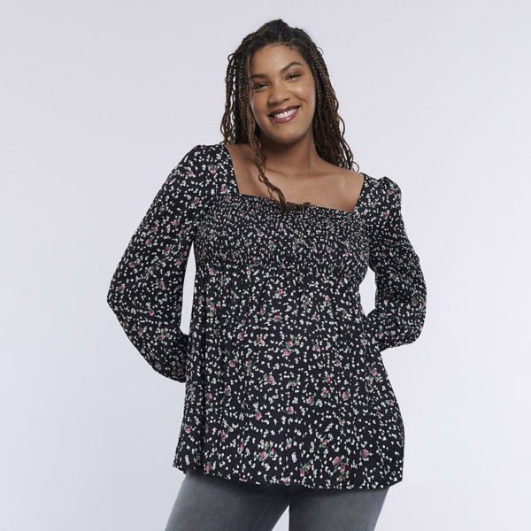 

Топ бэби-долл для беременных с присборенным верхом Motherhood, цвет black ditsy