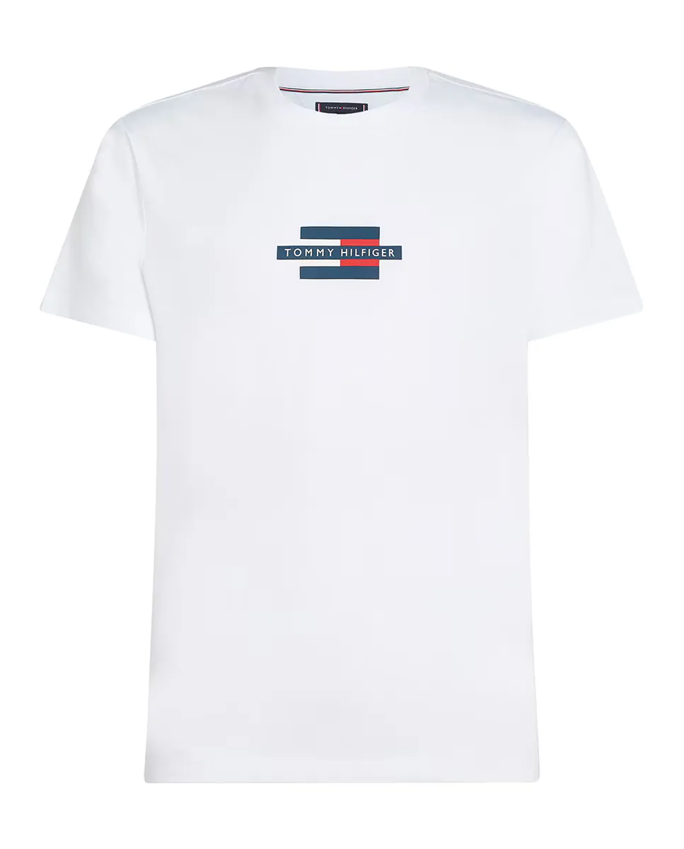 

Мужская футболка с принтом на переднем флаге Tommy Hilfiger, белый