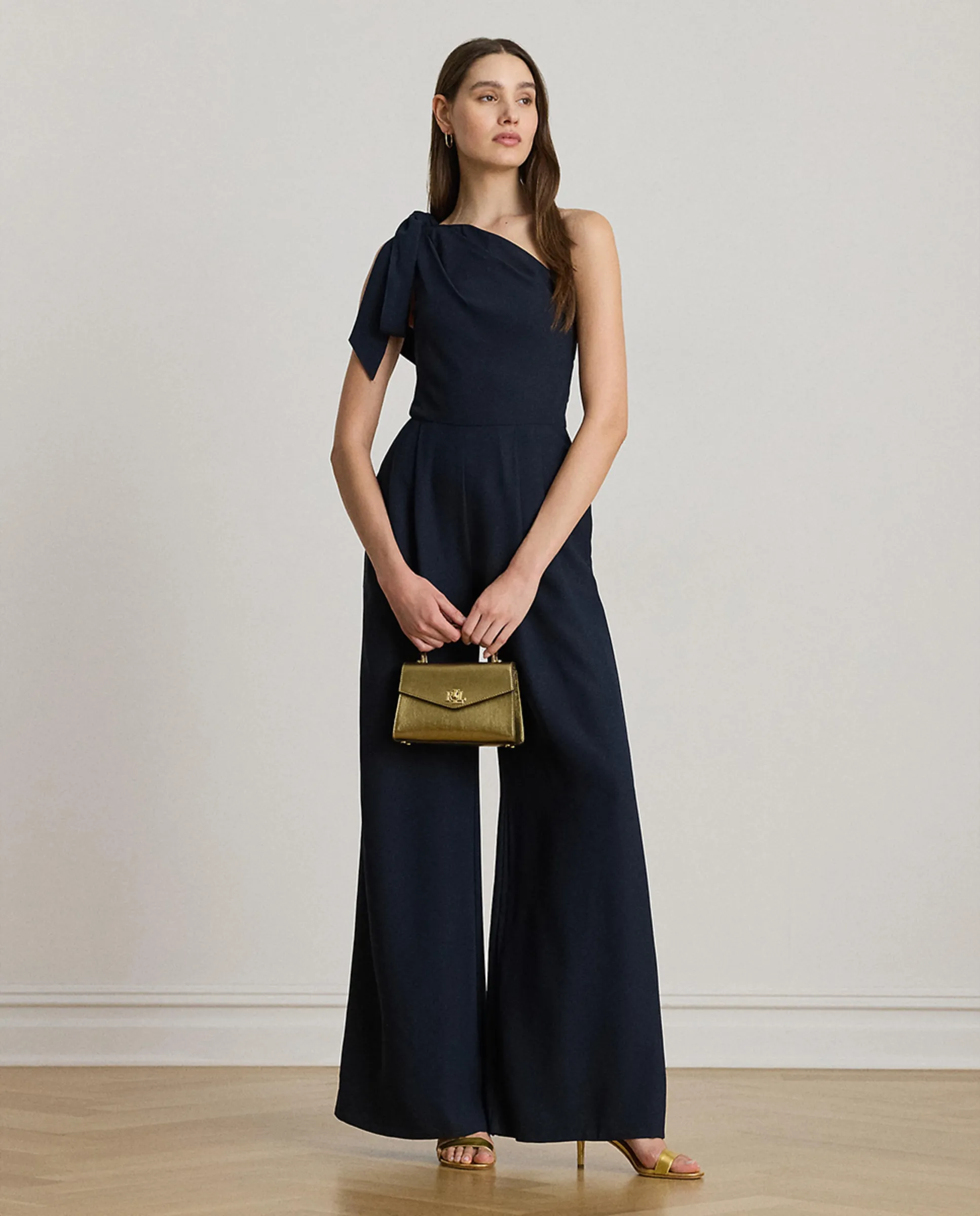 

Женский асимметричный комбинезон с крупным бантом Lauren Ralph Lauren, темно-синий