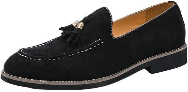Лоферы кожаные Mens Suede Leather Casual Slip On Loafer Shoe, Black UOPYNE