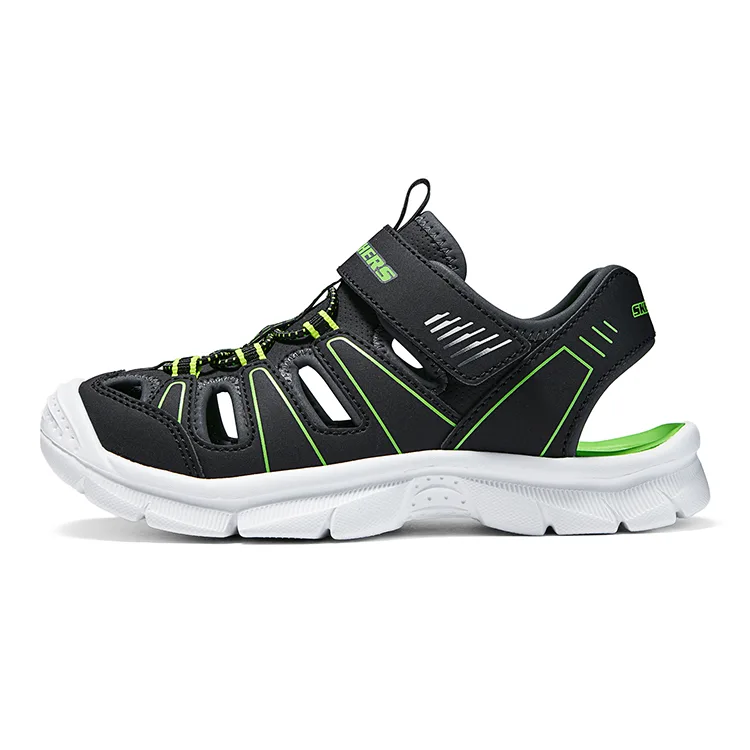 Skechers Kids Полиуретановая сандалия с противоскользящей, износостойкой, дышащей и быстросохнущей подошвой, низкая, черный/лимонный