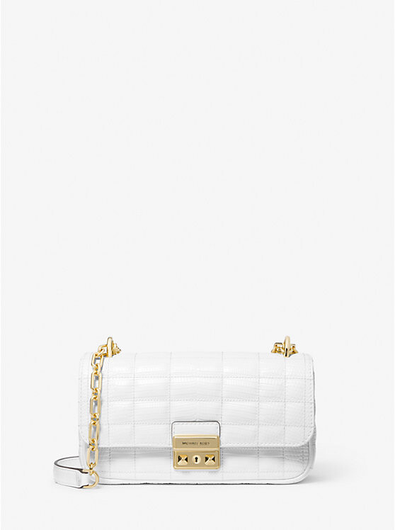 

Маленькая стеганая кожаная сумка на плечо Tribeca с тиснением под ящерицу Michael Kors, белый