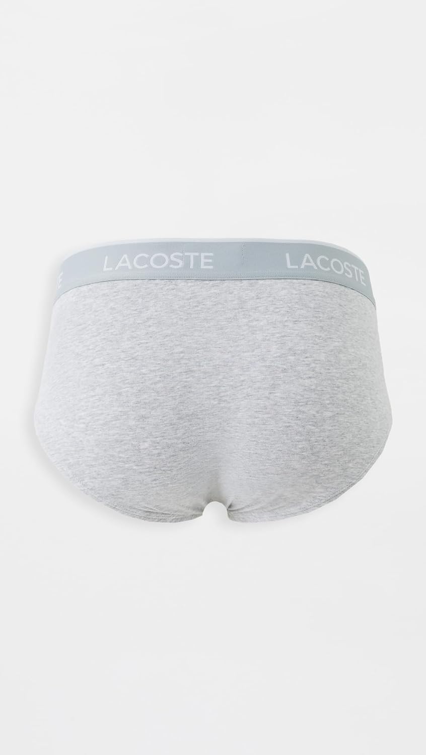 Трусы Lacoste, мужские, хлопковые стрейч комплект из 3 шт., черный/белый/светло-серый — фото 3