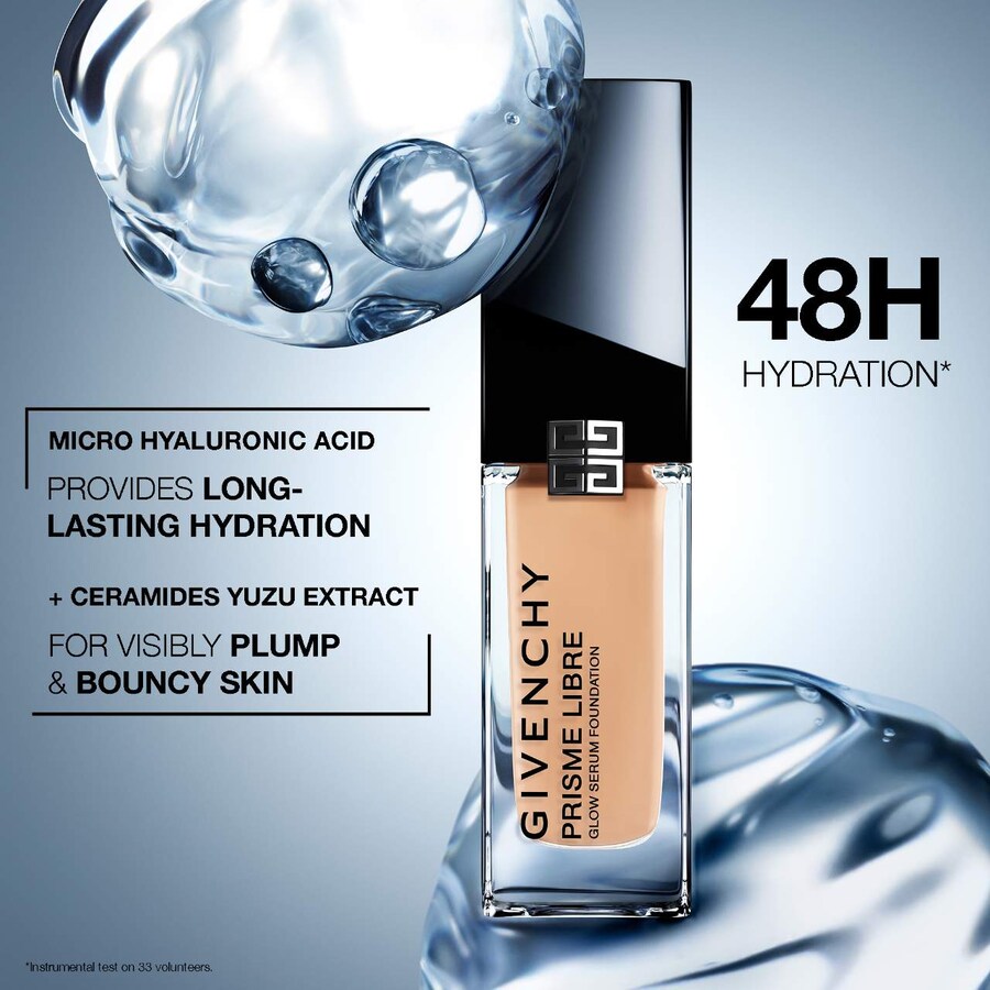 Тональная основа Prisme Libre Glow Serum с эффектом разглаживания и естественным финишем Givenchy, 1 oz /30 ml, 3W — фото 4