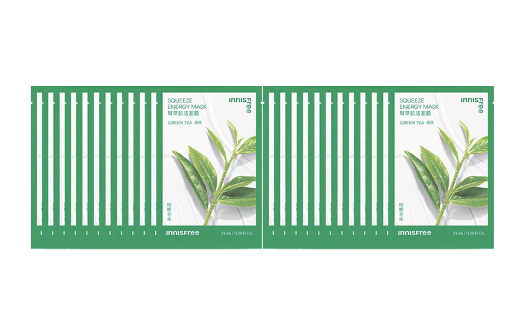 Набор увлажняющих тканевых масок для лица Innisfree Green Tea Energy Mask, 10 шт*3 упаковки — фото 2