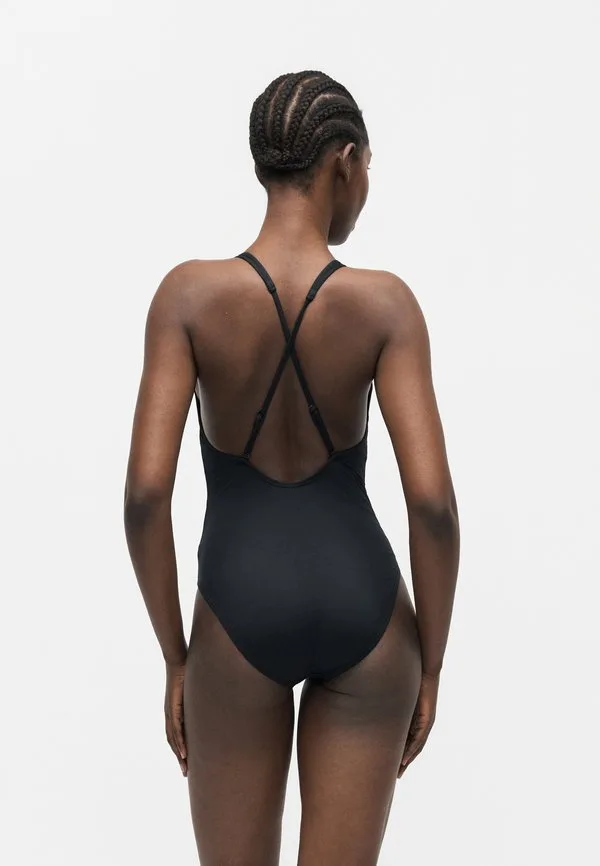 Основной цельный купальник с вырезом-лодочкой Nike Swim, Black — фото 3