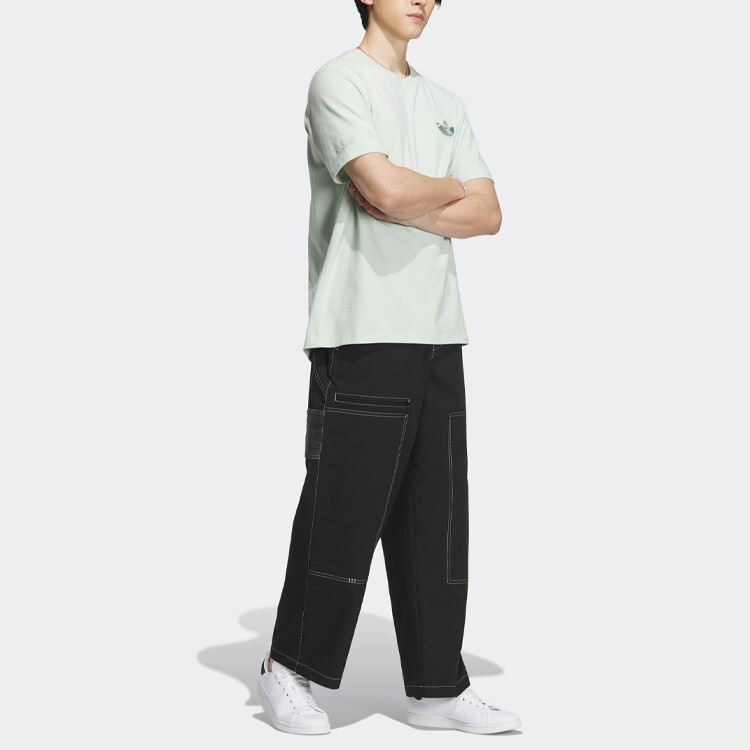 Футболка мужская льняная зеленая Adidas Originals, зеленый — фото 4