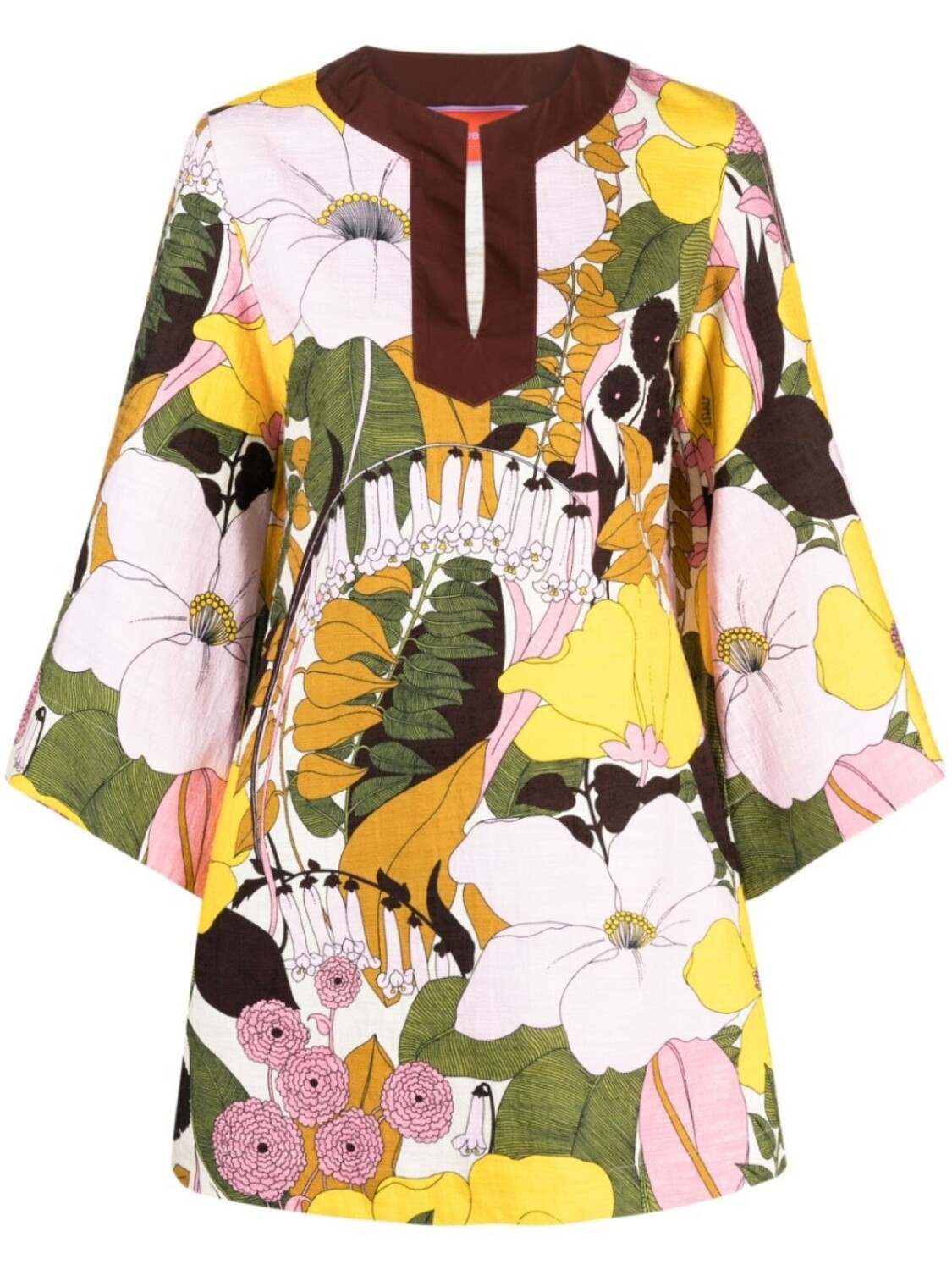 

La DoubleJ платье The Kaftan Mini с цветочным принтом, розовый