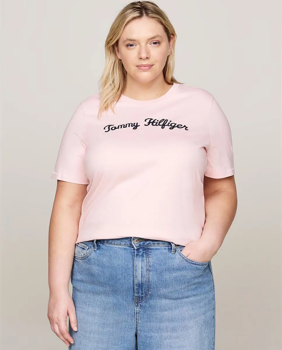 

Женская футболка с круглым вырезом и короткими рукавами Tommy Hilfiger, светло-розовый
