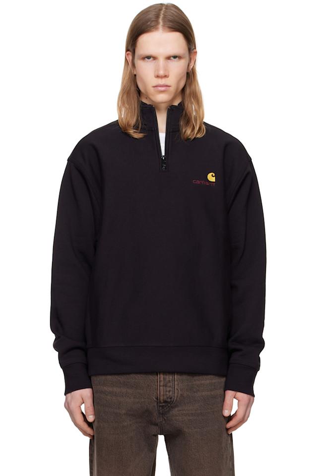 

Полузип худи с американской надписью Carhartt Work In Progress, черный