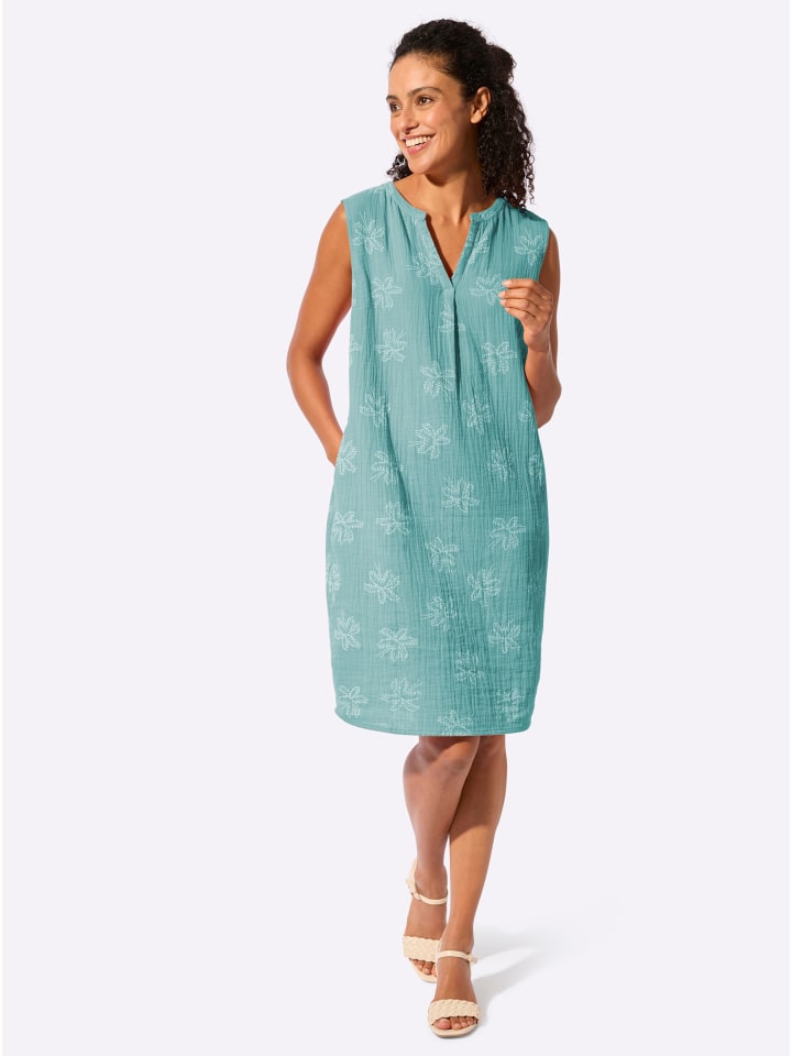 

WITT WEIDEN Хлопковое платье шалфейного и кремового цвета