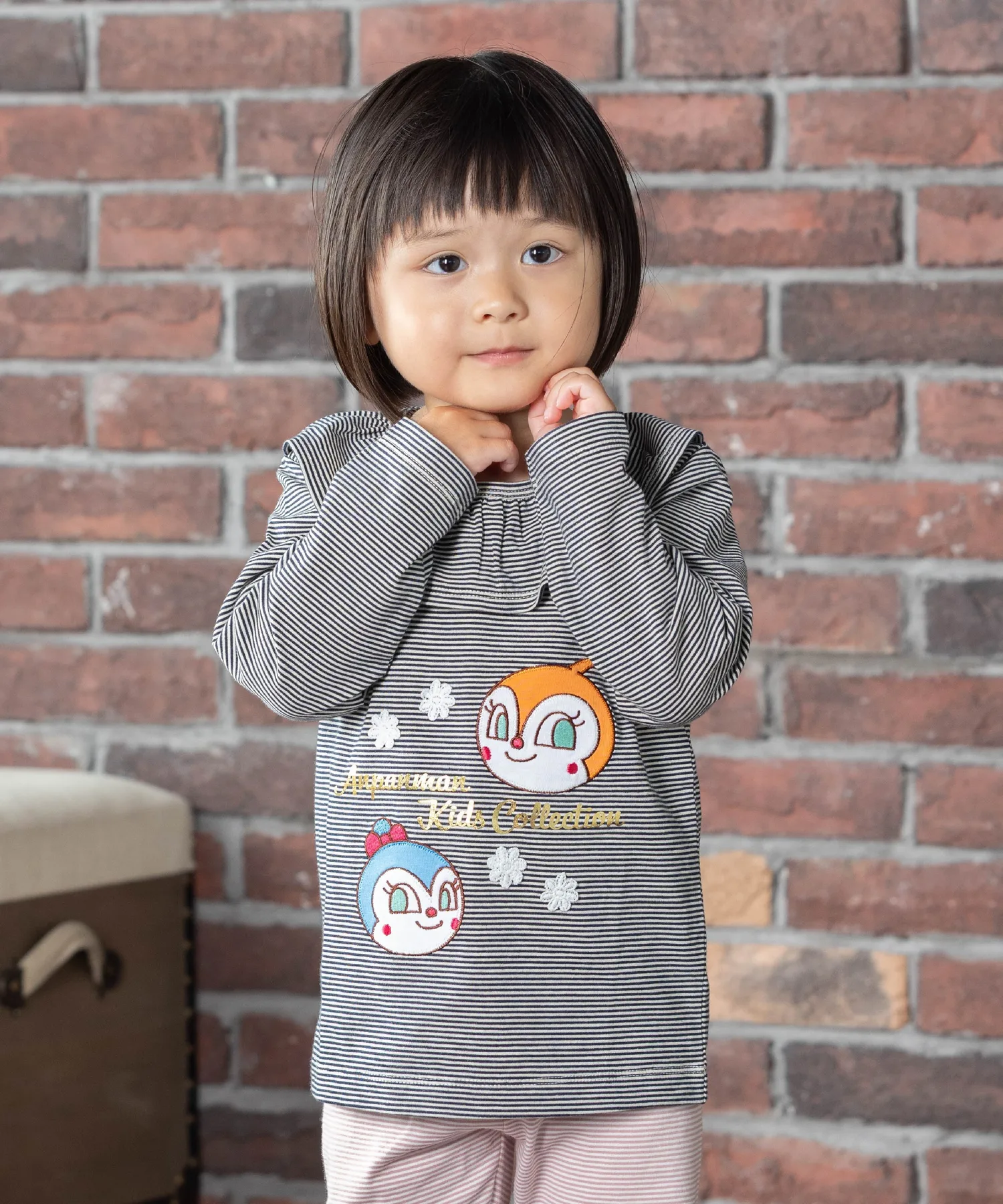 Футболка с длинными рукавами и оборкой на воротнике APKC/(K) Anpanman Kids Collection, black