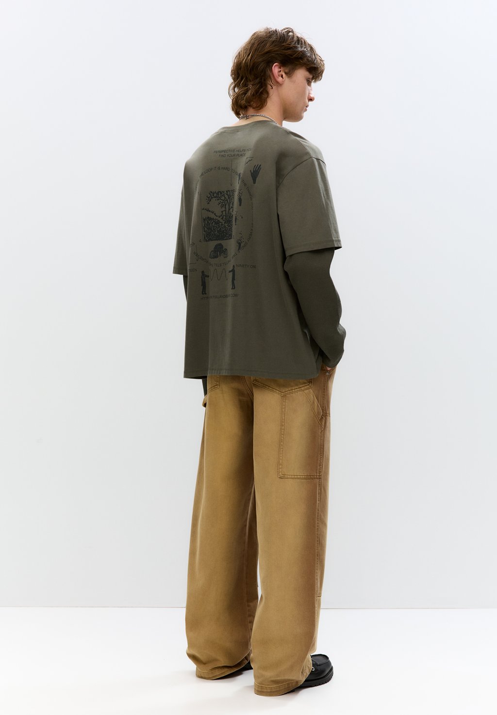 

Лонгслив DOUBLE SLEEVE PULL&BEAR, хаки