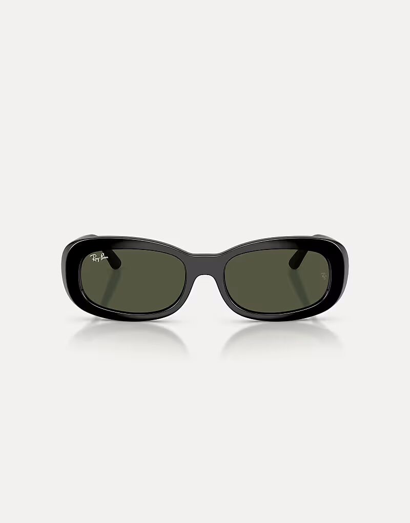 

Солнцезащитные очки Oval с зелеными линзами в черном цвете Ray-Ban