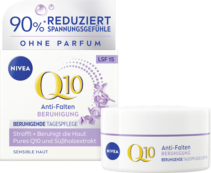 

Дневной крем NIVEA Anti Falten Gesichtscreme Q10 Beruhigung LSF 15, 50 ml