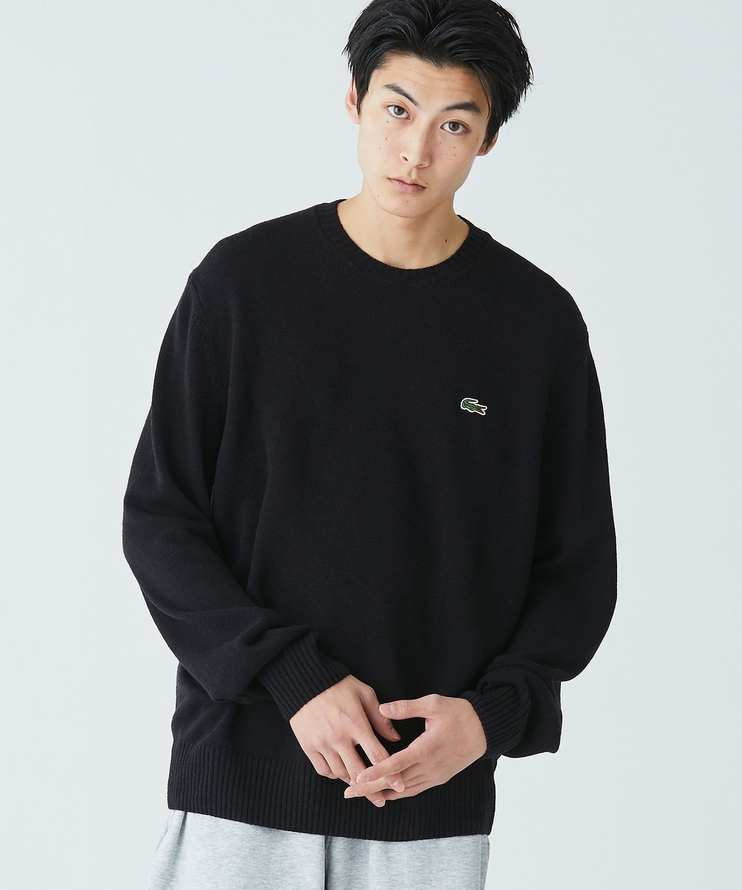 Вязаный шерстяной свитер LACOSTE, Black — фото 4