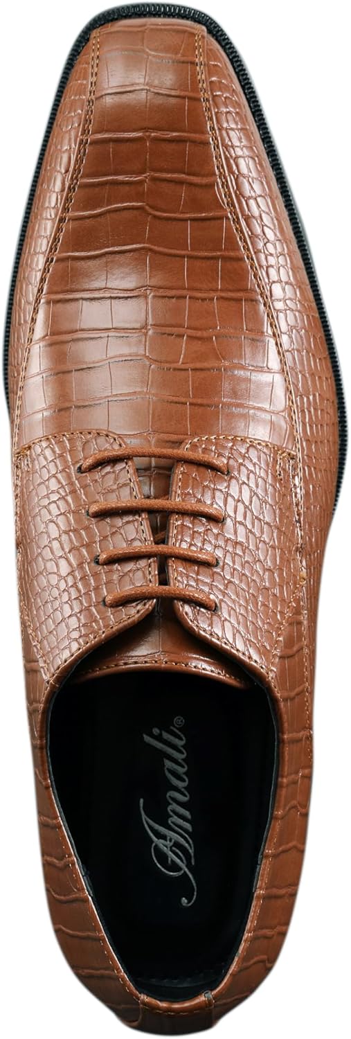 Мужские классические туфли Amali Harvey Fashion с крокодиловой кожей, Cognac — фото 3
