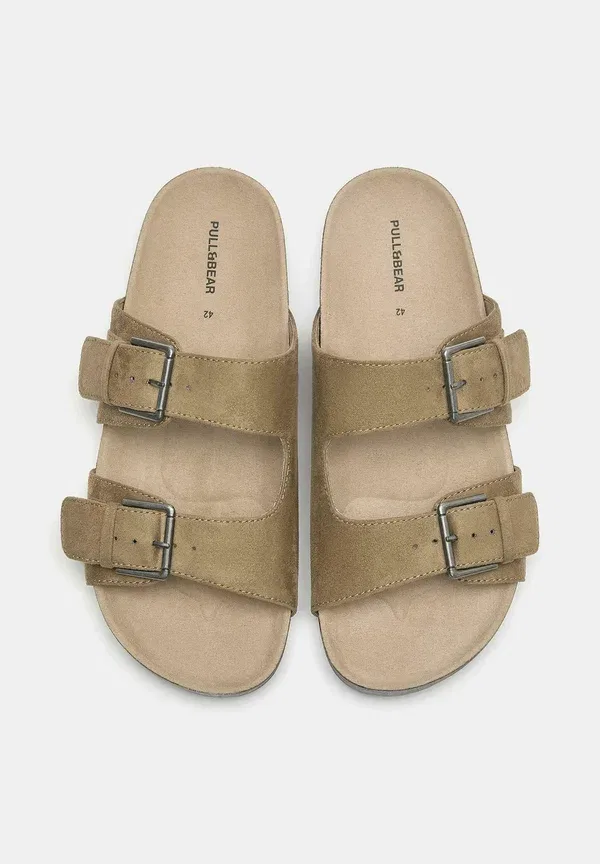 Сандалии-мюли Flat Pull&Bear, бежевый — фото 4