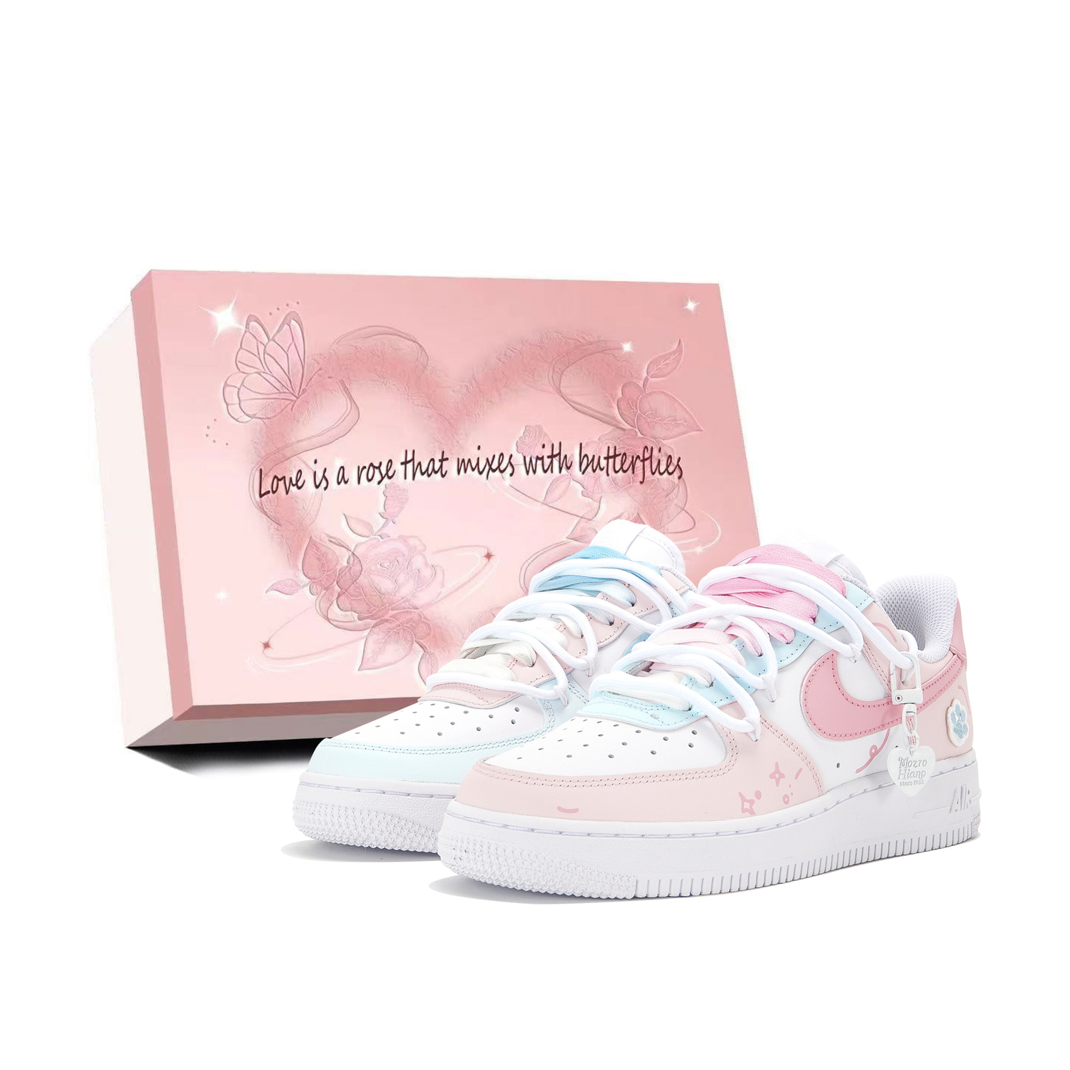

Nike Детские кроссовки для скейтбординга Air Force 1 LE Low Top, розовые, синие, для подростков