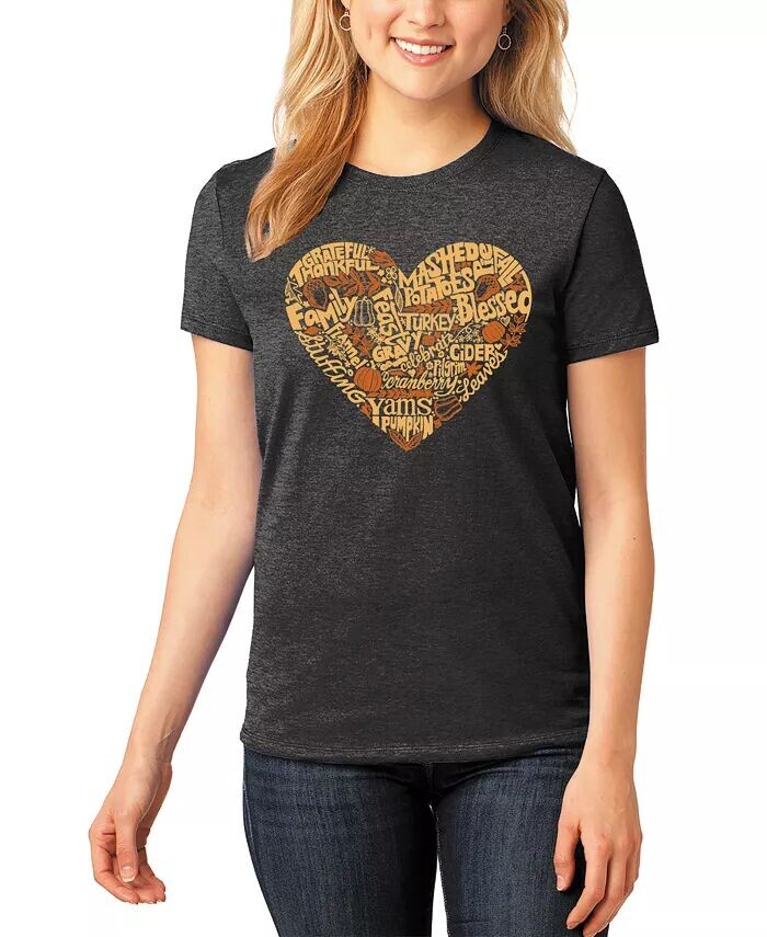 

Женская футболка Thanksgiving Heart Premium Blend Word Art LA Pop Art, черный