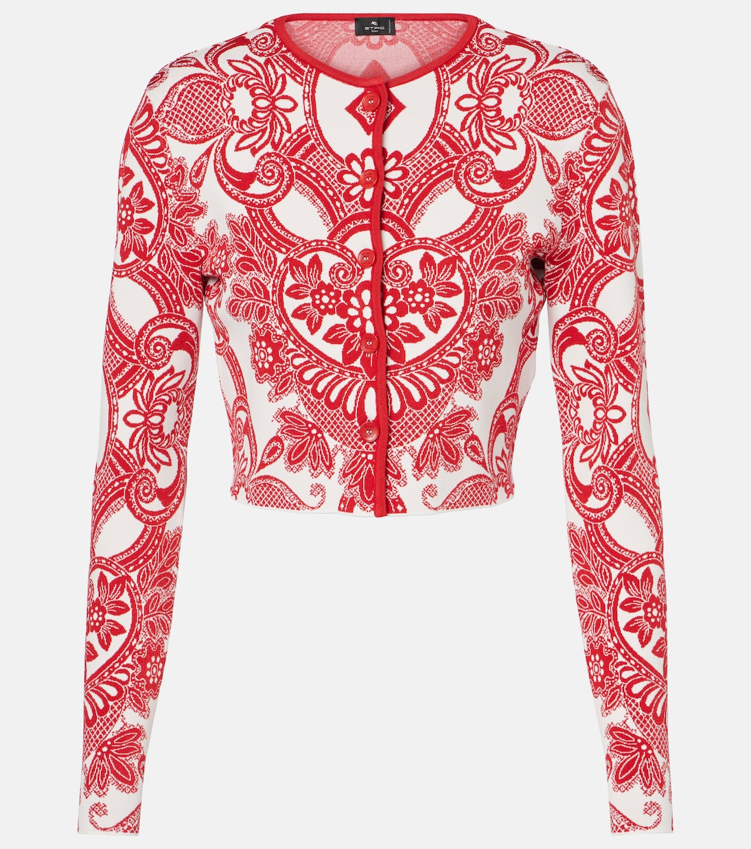 

Укороченный кардиган с узором пейсли Etro, бордовый