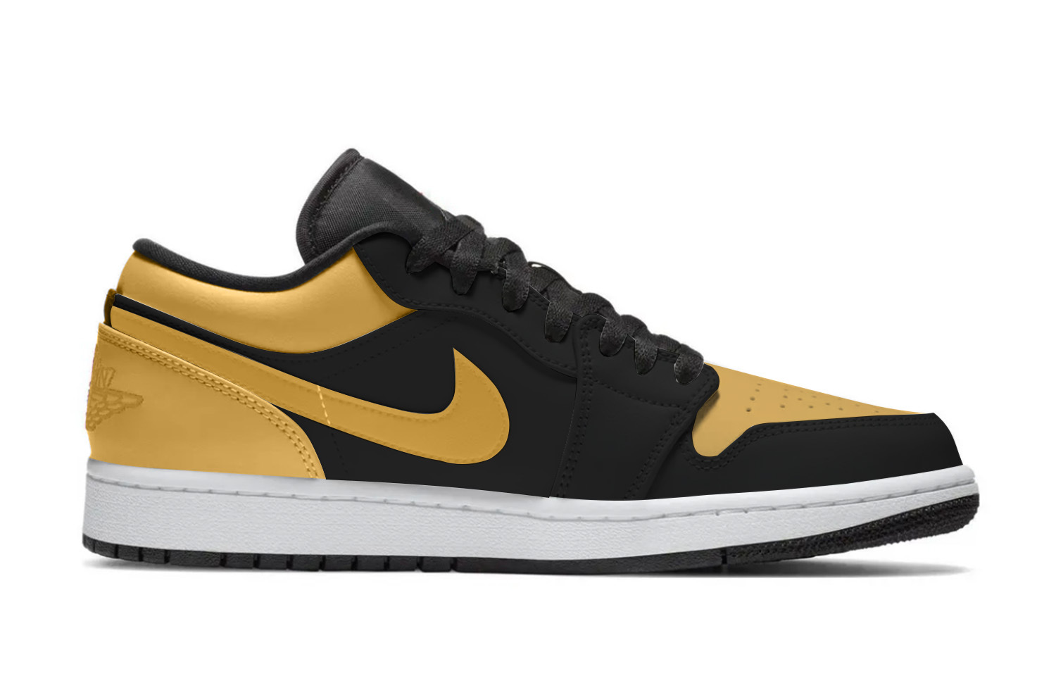 Air 1 Black Lakers нескользящие износостойкие низкие детские баскетбольные кроссовки Jordan, черный/желтый — фото 3