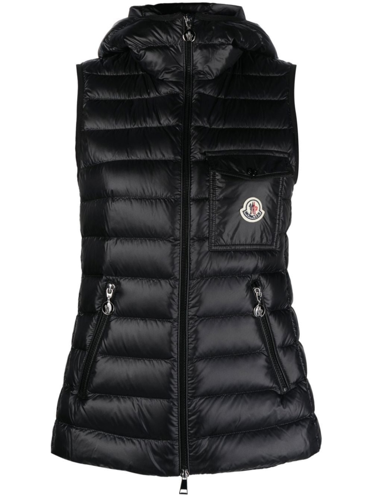 

Moncler дутый жилет с логотипом, черный