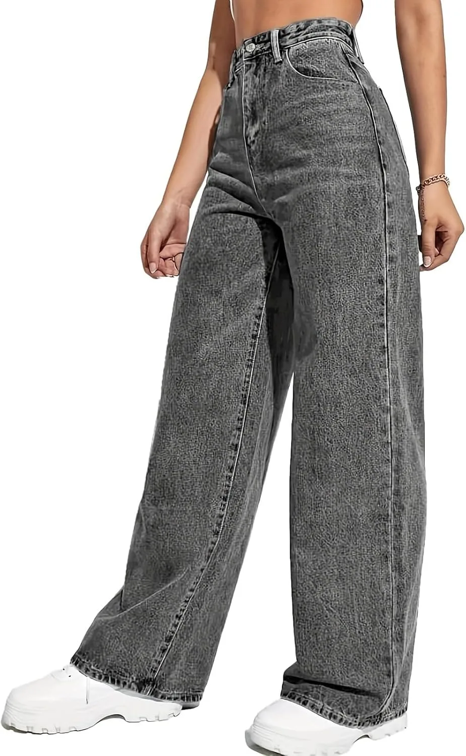 

Высокие джинсы для женщин Wide Leg Straight Leg Denim Pants Loose Vintage Black Wash 90s Y2K