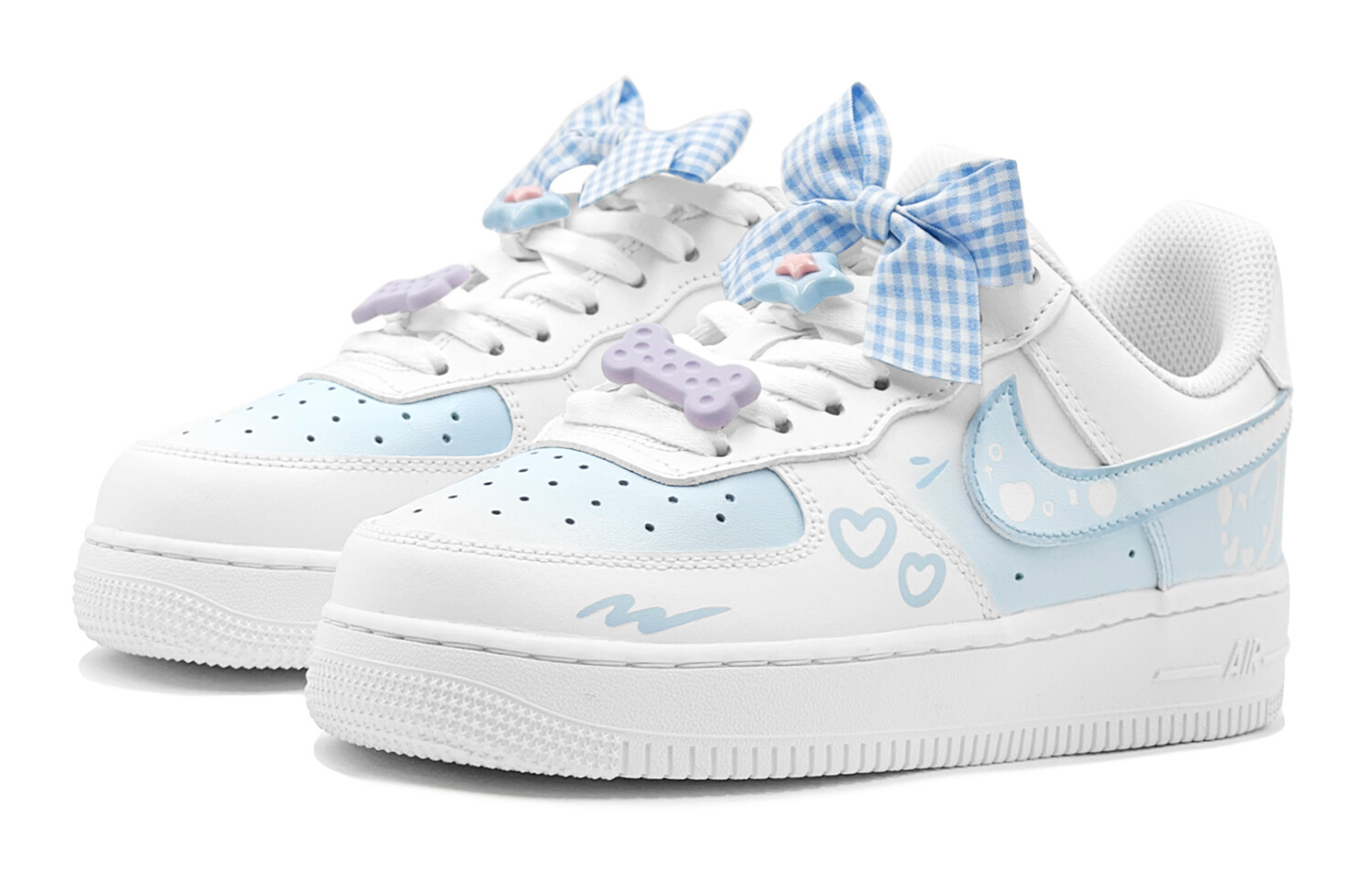 Кроссовки Nike Air Force 1 Skateboard Shoes Women's Low-Top White Blue, белый/синий — фото 4