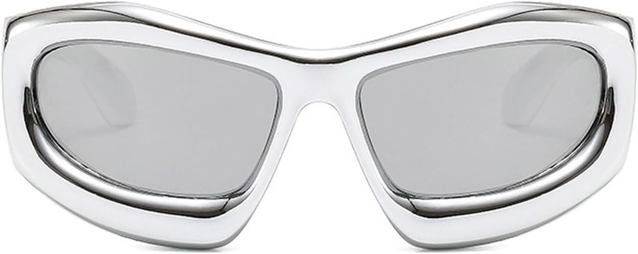 

Laureles — большие женские солнцезащитные очки в стиле Y2K, сине-красные солнцезащитные очки «Кошка», мужские винтажные солнцезащитные очки в стиле панк для вождения, Silver