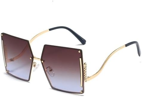 

Модные квадратные солнцезащитные очки без оправы для женщин, винтажные солнцезащитные очки с бриллиантами, разноцветные, защита от УФ-излучения UV400 MTZJH, Coffee2730