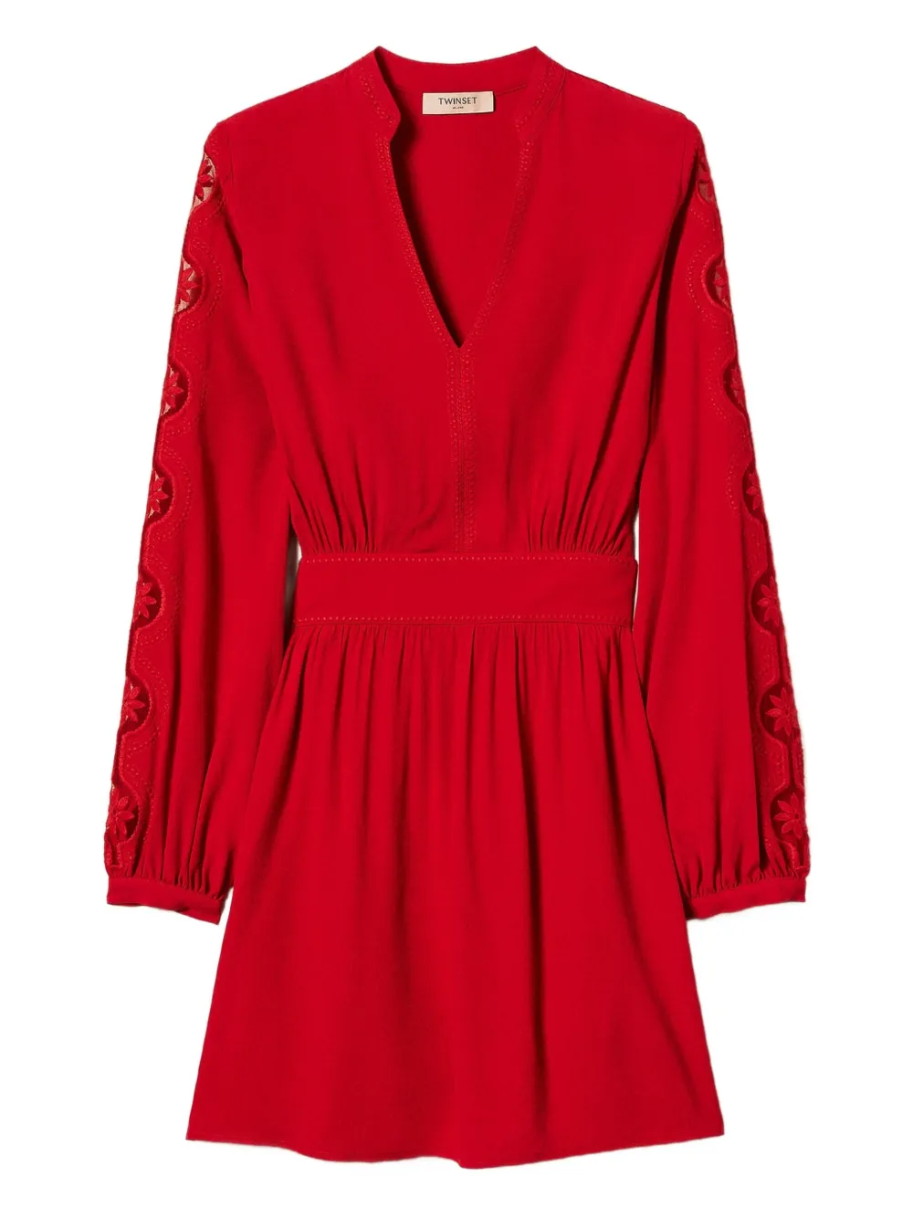 

Платье мини с V-образным вырезом и вышивкой TWINSET, красный
