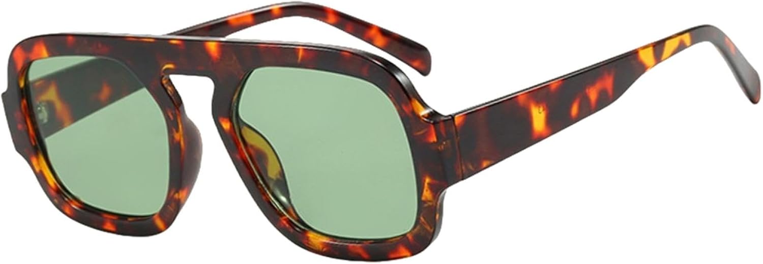 

Женские солнцезащитные очки черного и коричневого цвета, модные, в толстой оправе, роскошные, с плоской верхней частью, защита от УФ-излучения UV400 HHZZYVY, Leopard Green