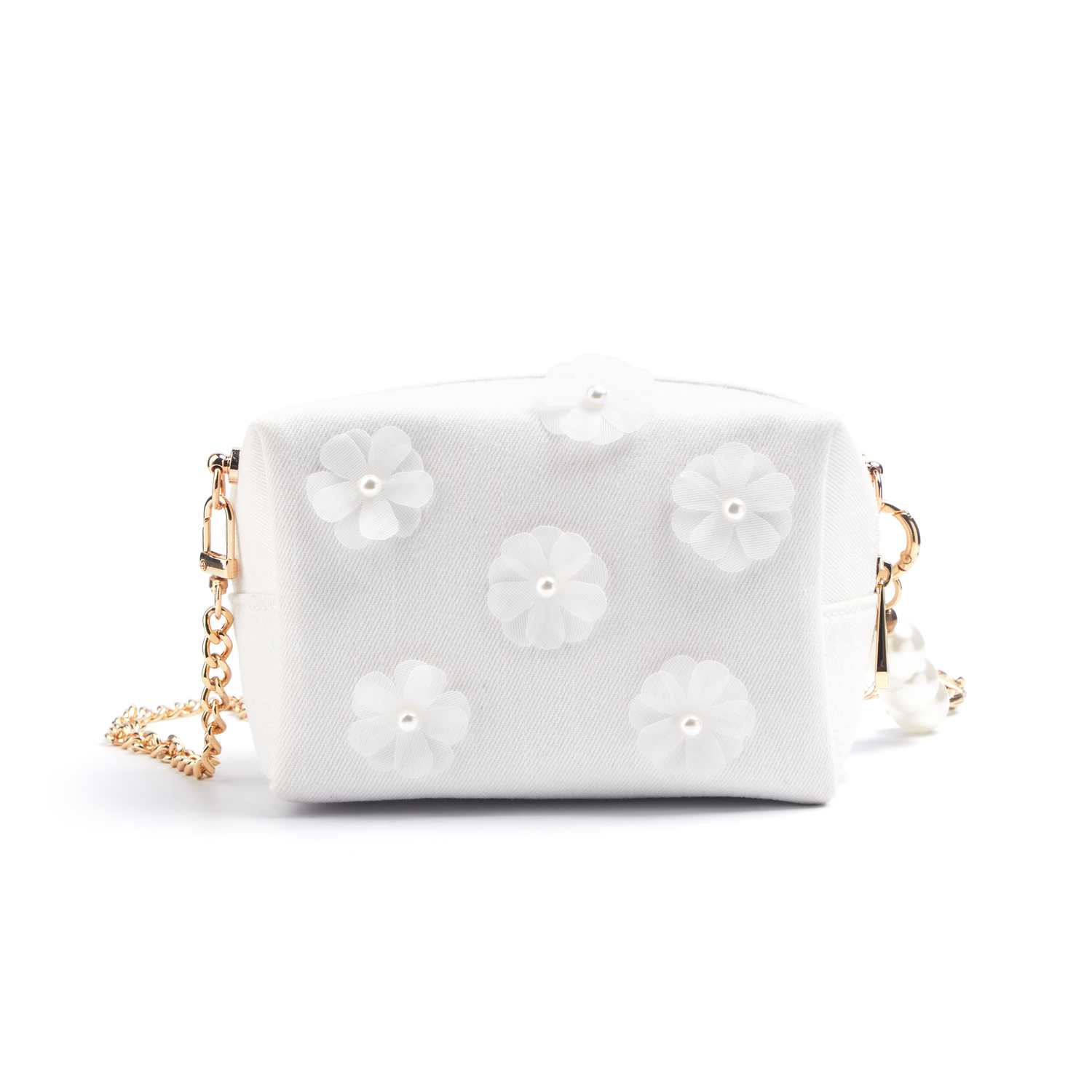 DIOR Индивидуальная косметичка Amber Camellia в стиле French Chic из денима с одним отделением, наплечная сумка, обычный размер, белый — фото 4