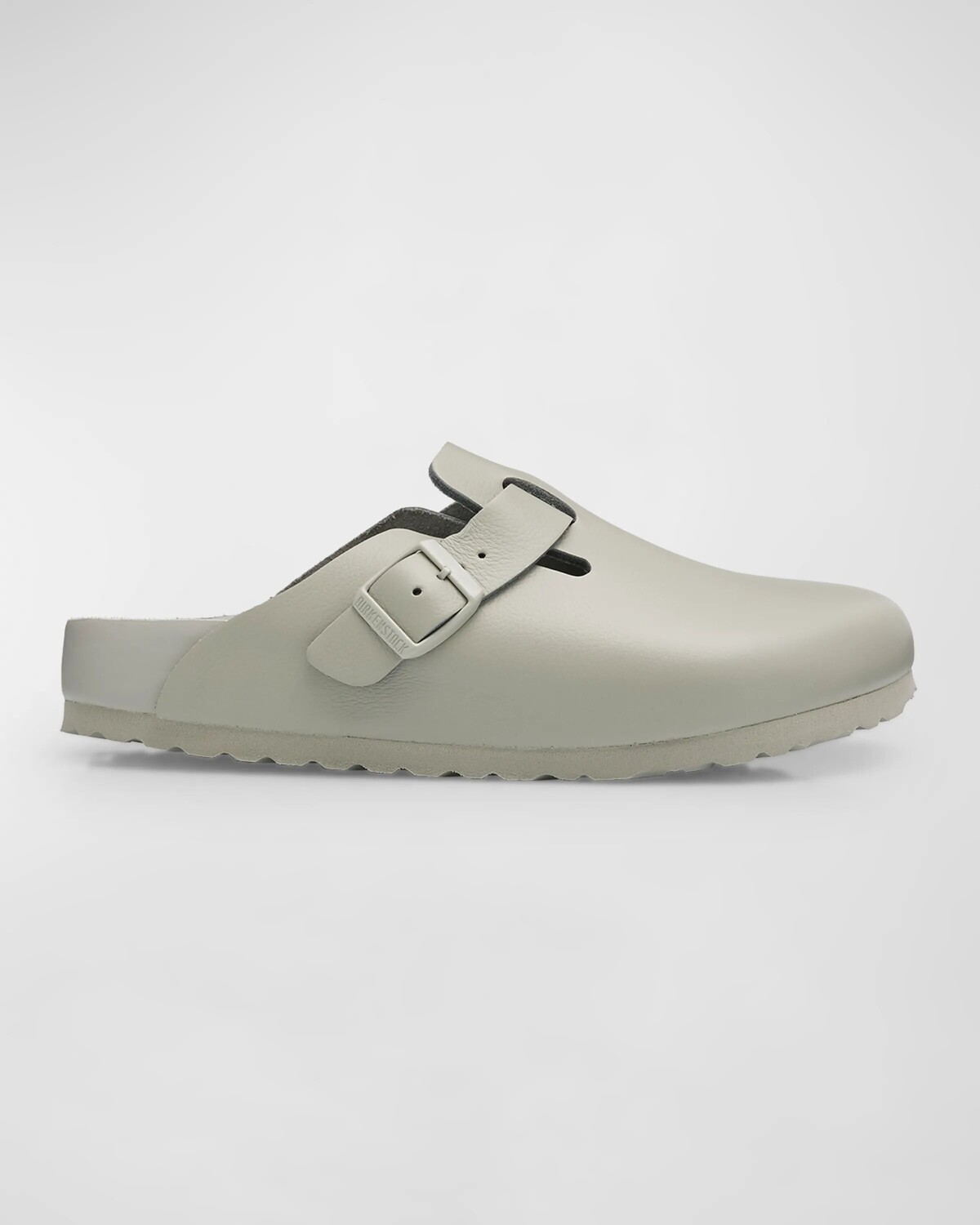 Бостонские кожаные сабо с пряжкой BIRKENSTOCK, цвет Mineral Gray