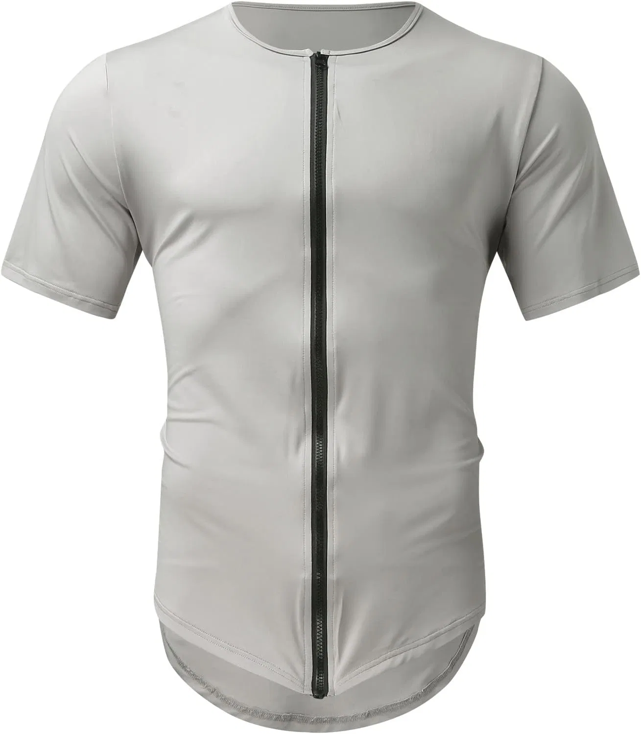 Футболка для тренировок Dry Fit Slim Fit с застежкой-молнией, серая — фото 3