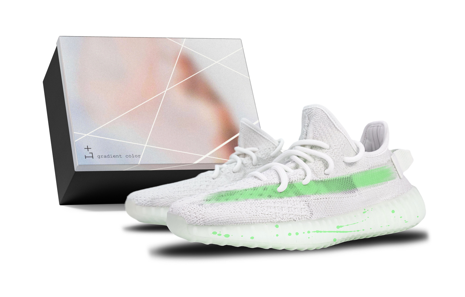 

Adidas Originals Yeezy Boost 350 V2 устойчивые к истиранию низкие кеды унисекс белый зеленый, цвет White Green (Box)