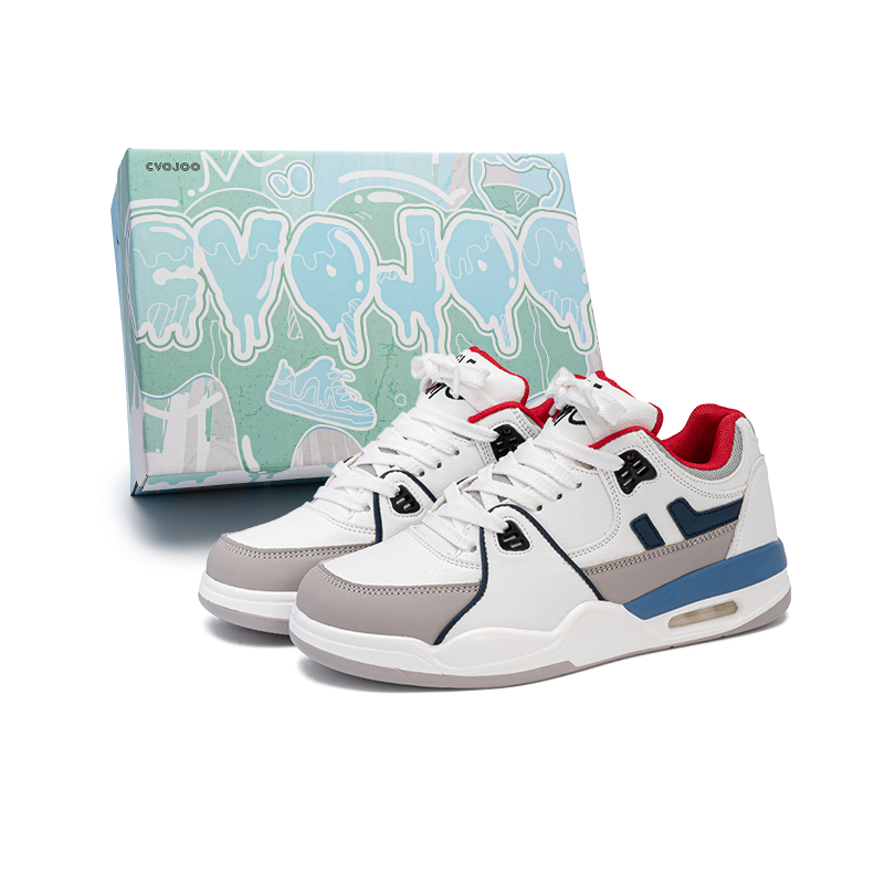 

CVOJOO Пухлые кроссовки Low Top Skateboard Shoes унисекс белый серый красный, цвет White Gray Red
