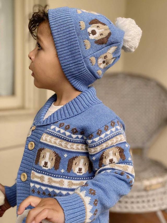 

Детский кардиган для собачки из органического хлопка Purebaby, цвет Doggy Jacquard