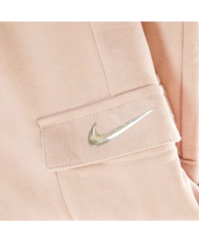 Флисовые тренировочные штаны с металлическим логотипом. Nike, бежевый — фото 3